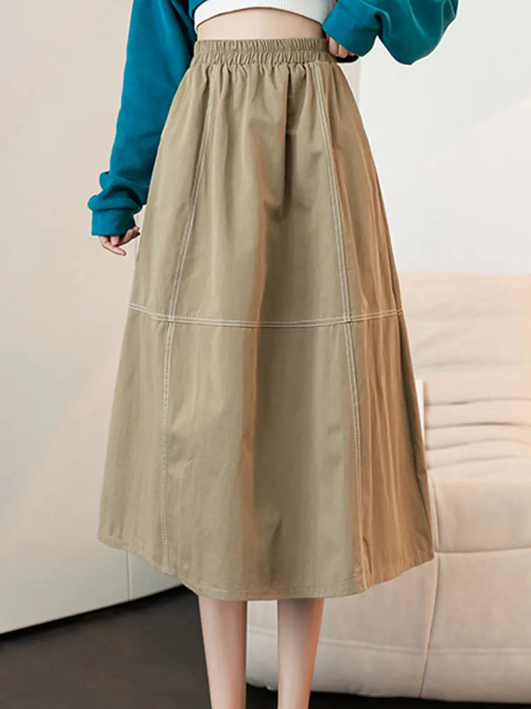 

Skirts For Women 2022 Casual Long Skirt High Waist Ladies Elegant A-line Skirt Faldas Largas Jupe Longue Femme Clothes