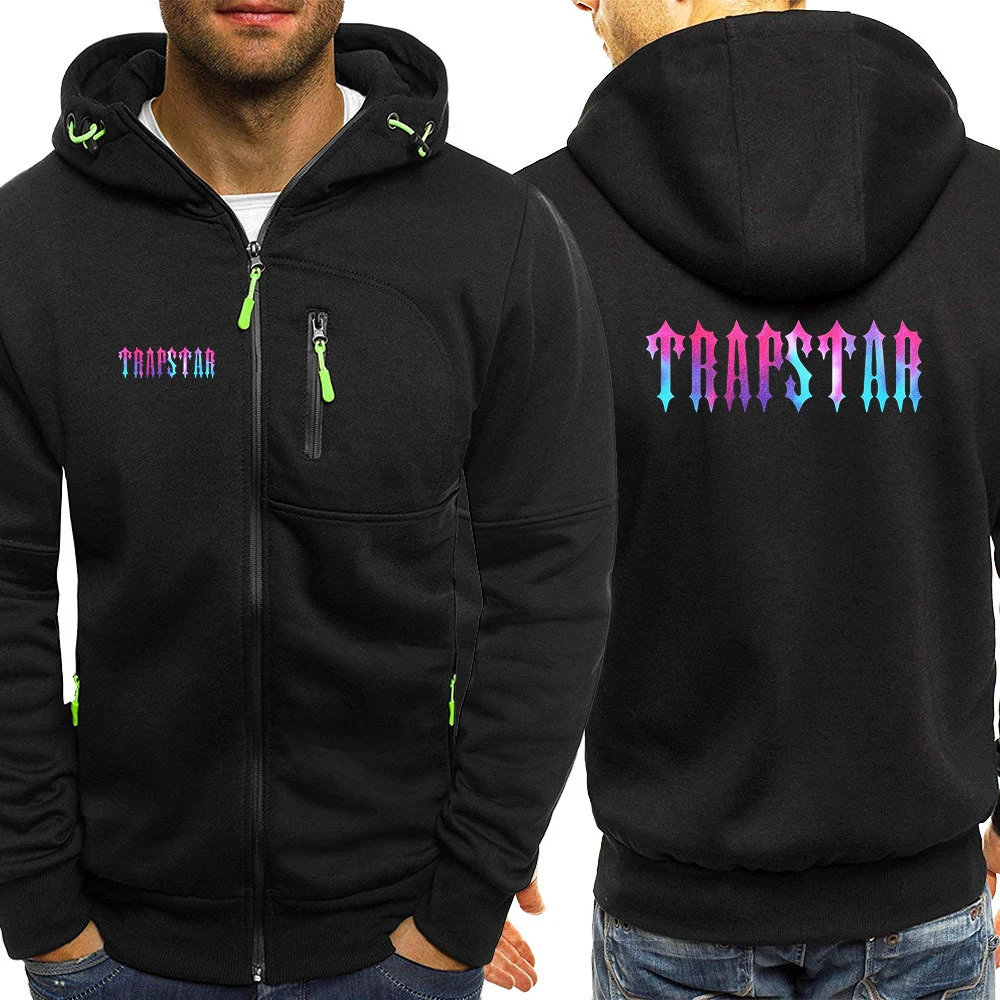 

trapstar 2023 Spring and Autumn New style Sweatshirt Man fashion Coat Printing Solid color cotton Hooded Zippers male Clothing