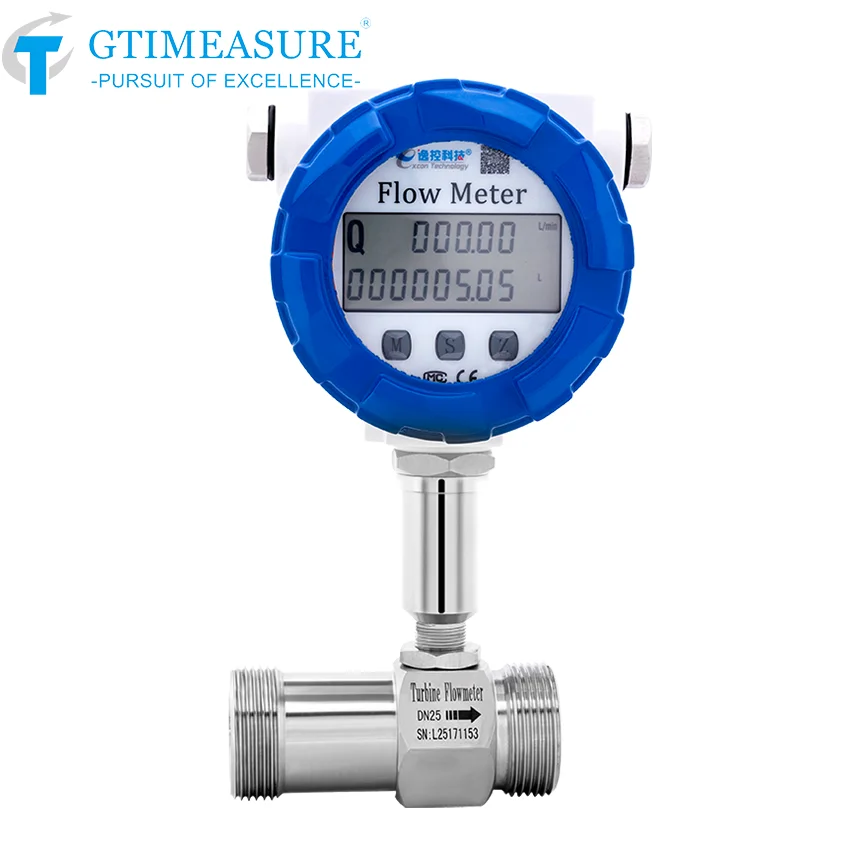 Измеритель расхода жидкости на турбине с резьбовым соединением, корпус из нержавеющей стали 304, выход 4-20 мА, для дизельного топлива, молока, пива.