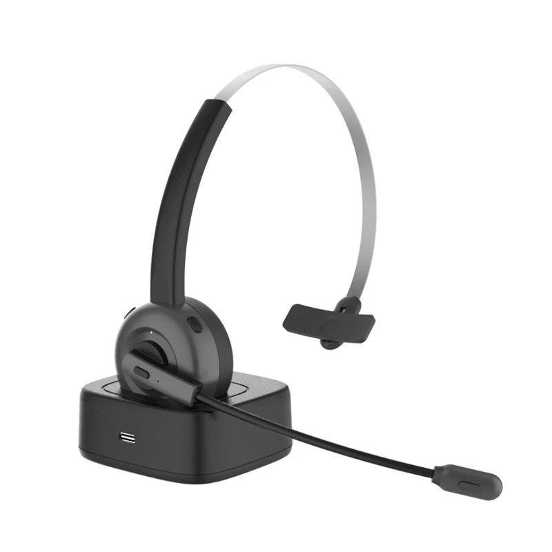 

Bluetooth 5 Call Center Headset Wireless Earphones with Noise Reduction Microphone for Business Headphone with Charging Base B86