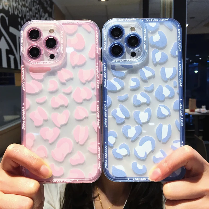 

Transparent Leopard Print Lens Protective Phone Case For iPhone 11 12 13 Pro Max X XR XS 7 8 Plus SE 2020 Bumper Soft TPU Cover