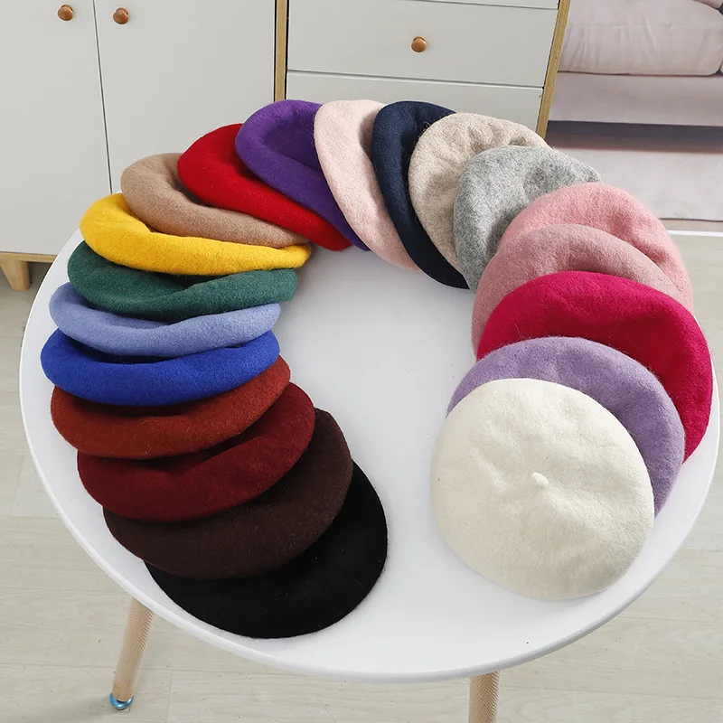 

Korean Harajuku Solid Color Vintage British Beret and Candy Color Painter Cap Hats for Men Women