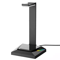 for pc gamer non slip with light accessories durable universal headphone stand desktop display portable black 2 usb ports