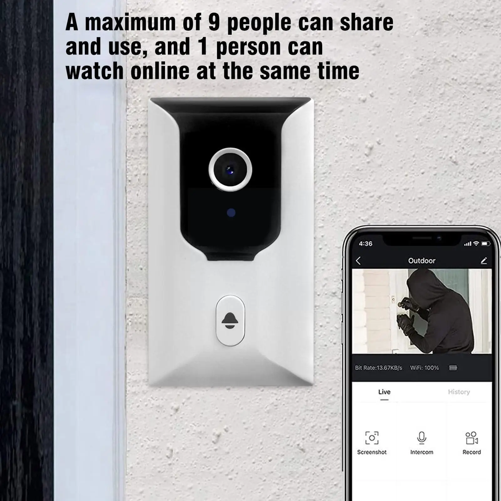 

Wifi Video Doorbell Home Wireless Phone Door Audio Intercom Home Security Recording Bell Photo P3i9