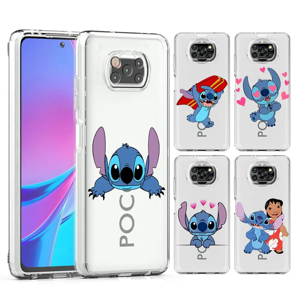 Стич аниме милый прозрачный чехол для телефона Xiaomi Poco X4 X3 NFC F3 GT M3 M4 F2 Pro 5G Pocophone F1