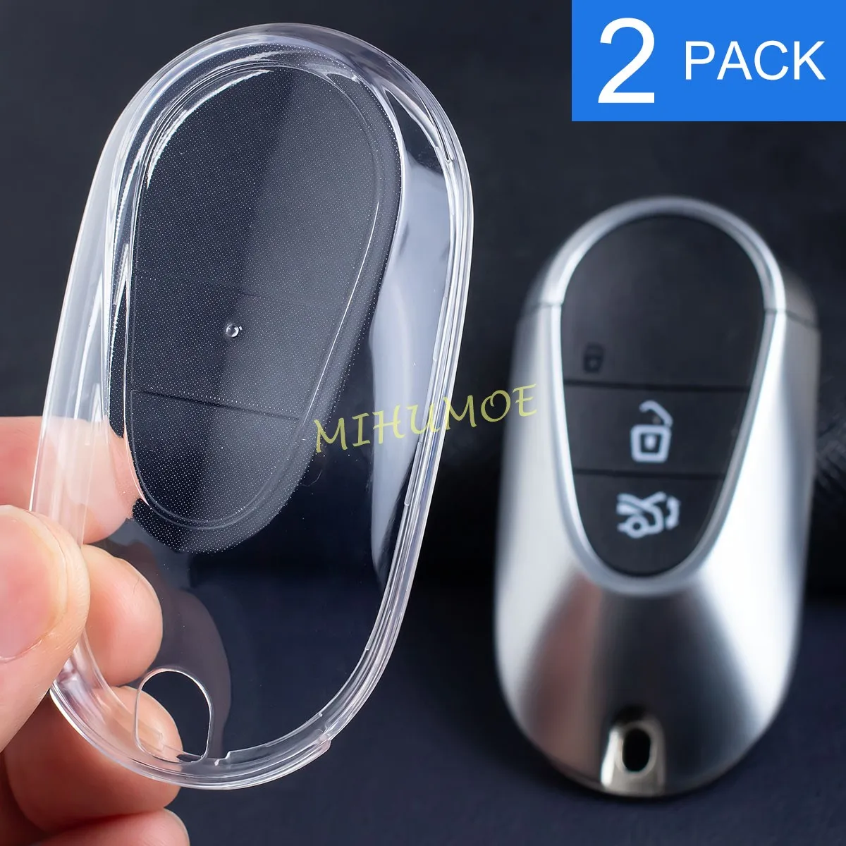 

2 шт. прозрачный чехол для автомобильного брелока для 2023 2024 2025 Mercedes C E S CLE GLC EQS EQE Class W206 W214 W223 C236
