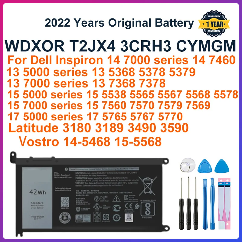 Новая батарея WDXOR для DELL Inspiron 13 5368 5378 7368 14 7460 7472 5468 15 5538 5567 5568 7560 7570 7569 17 5765 P61F 3180 WDX0R
