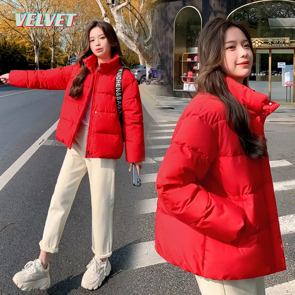Winter Short Jacket Parkas Women 2023 New Thicken Warm Coat Stand Collar Solid Color Casual Parka Women Streetwear Down Jacket