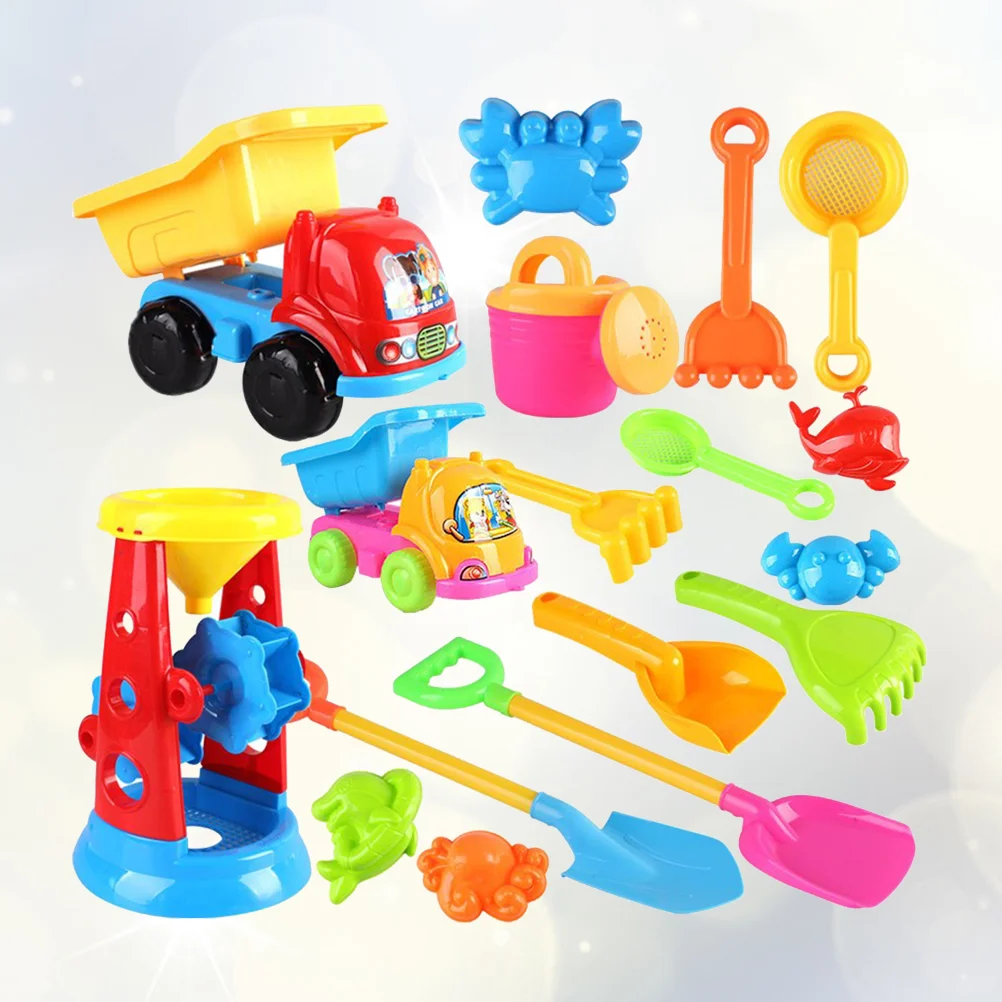 

17pcs Beach Sand Toys Set Sand Castle Set with Sand Molds Car Watering Can Sandbox Outdoor Beach Toys Set for Kids Toddlers