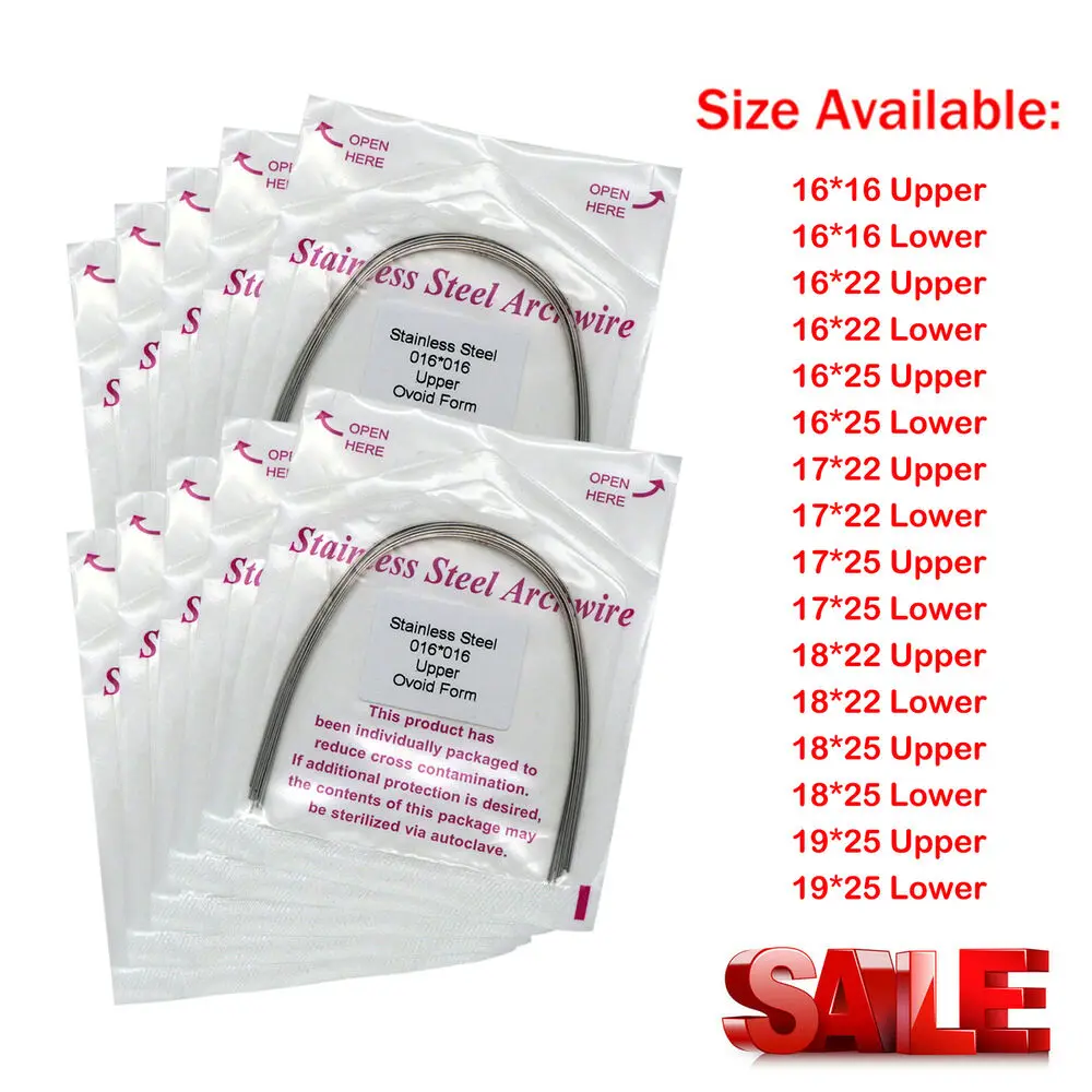 

100Pcs Dental Orthodontic Stainless Steel Arch Wire Rectangular Ovoid Form Upper Lower Higher Tensile for Dental Clinic