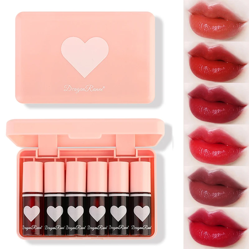 

Sexy Longlasting Lip Gloss Set Lip Tint Dyeing Liquid Lipstick Longlasting Nonstick Cup Waterproof Makeup Cosmetic 6pcs/set