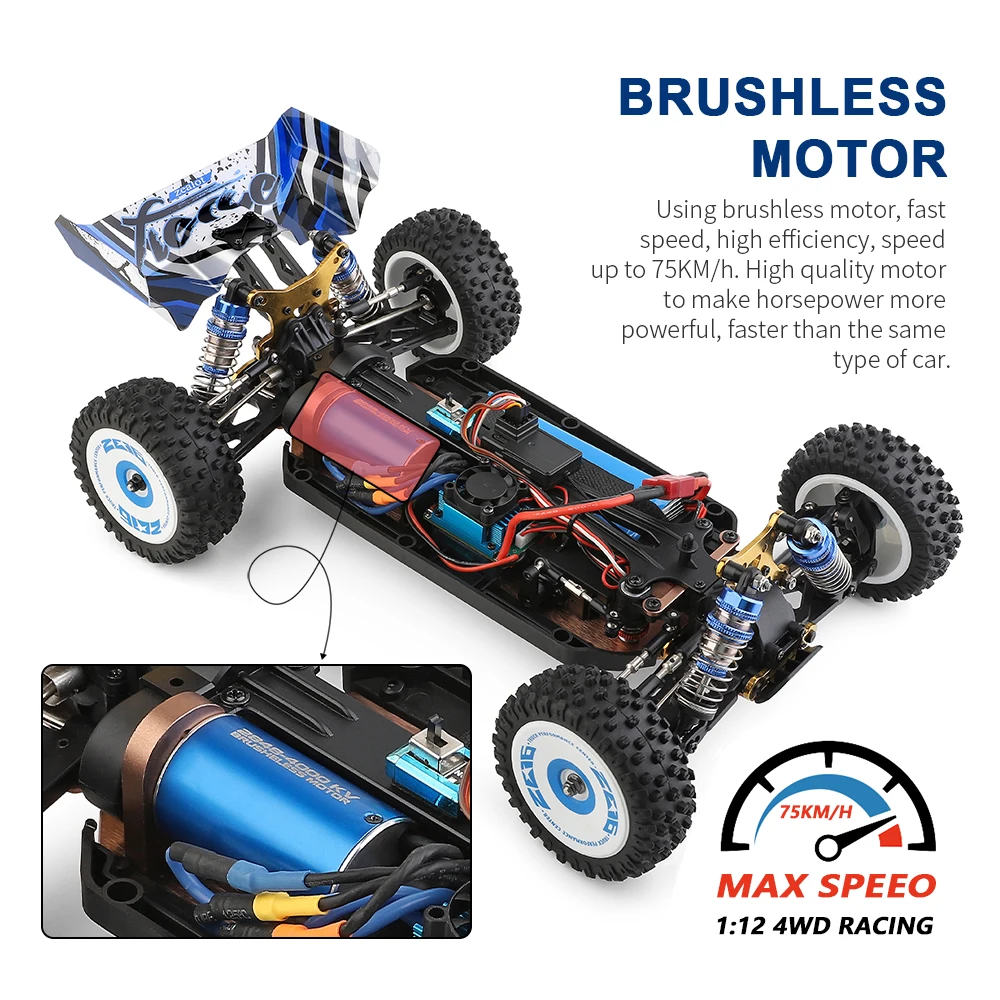 WLtoys 144010 124016 /124017 V2 бесщеточный грузовик 75KMH 1/12 AWD 4X4 высокоскоростной