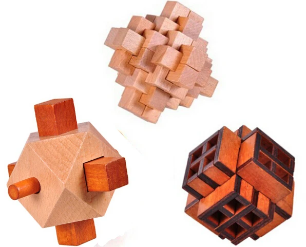 

3PCS/Lot IQ 3D Wooden Interlocking Burr Puzzle Set for Adults Children