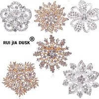 ruijia evening vintage gold and silver crystal brooch wedding womens party gift diamond flower bouquet dripping glitter brooch