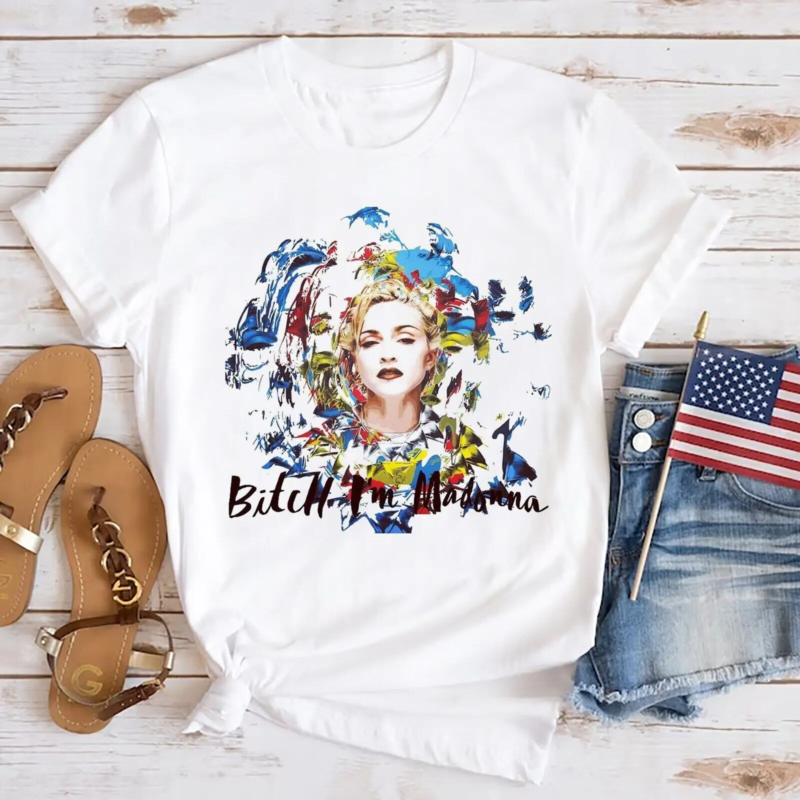 Футболка унисекс с надписью I'm Madonna мэдонна Мерч Молодая Мадонна Праздник
