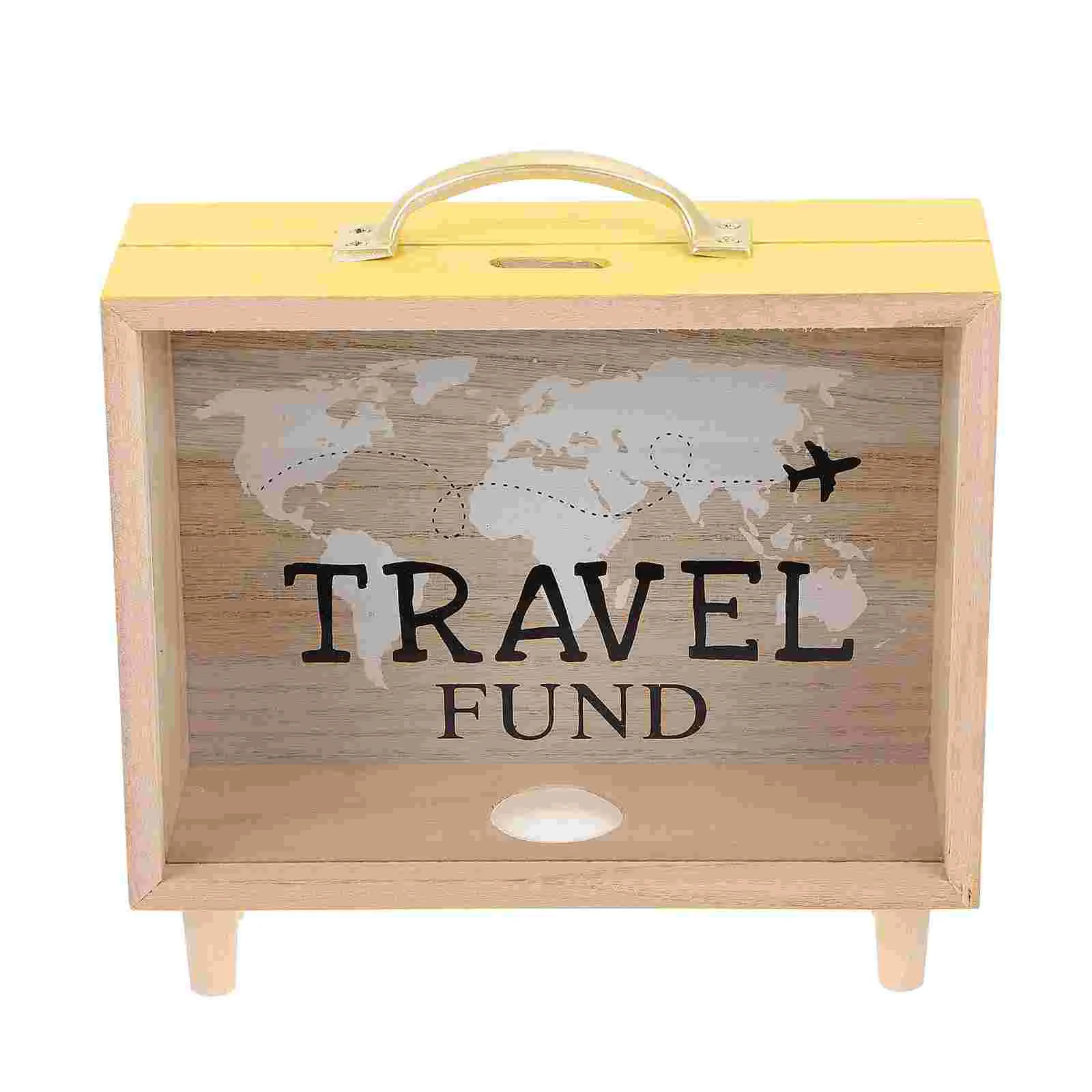 

Bank Money Wooden Box Piggy Coin Jar Fund Saving Travel Shadow Storage Banks Frame Counting Kids Case Wood Letter Children