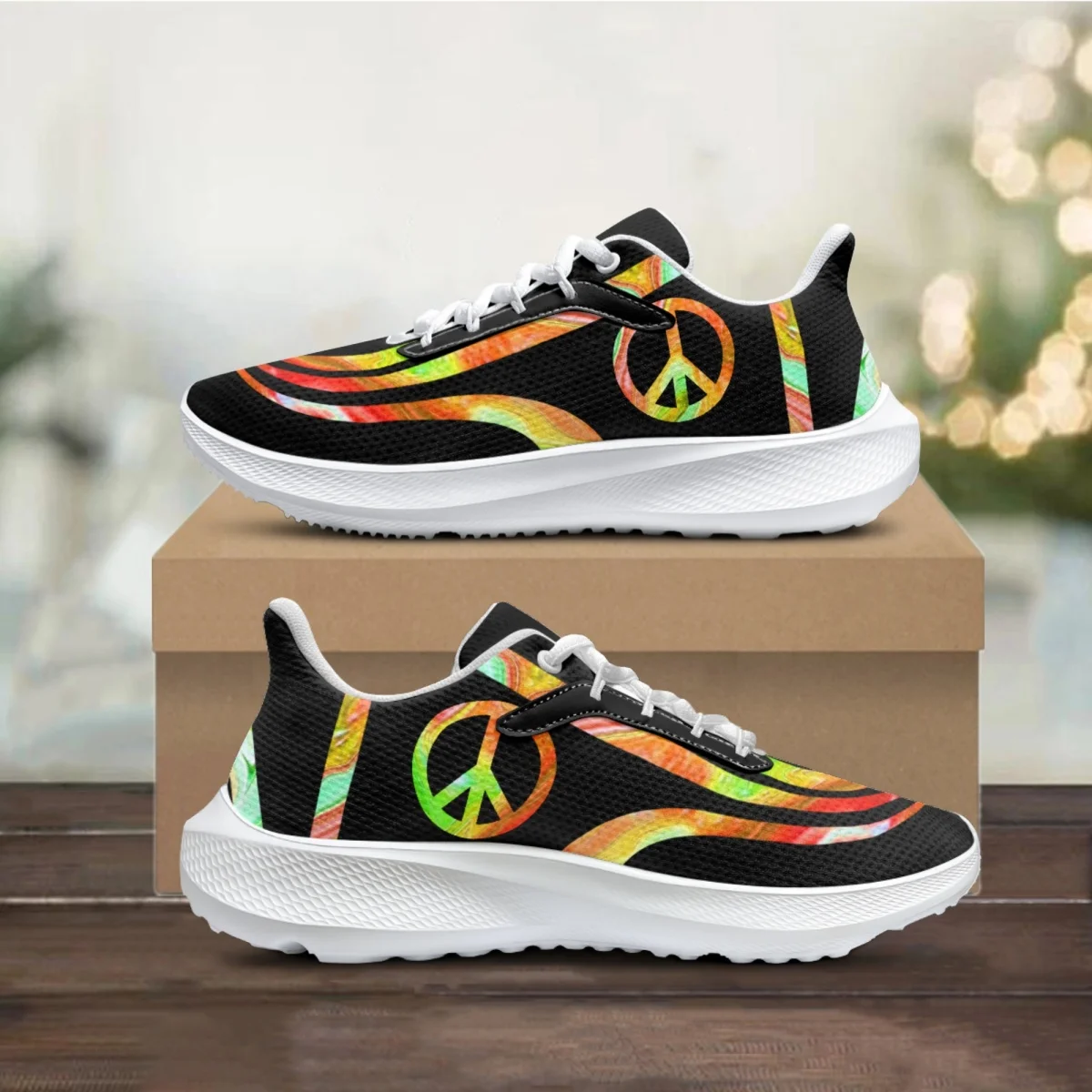 

2023 Sneakers Trendy Luxury Peace And Love Print High Quality Women Summer Casual Shoes Platform Outdoor Walking Shoes Female