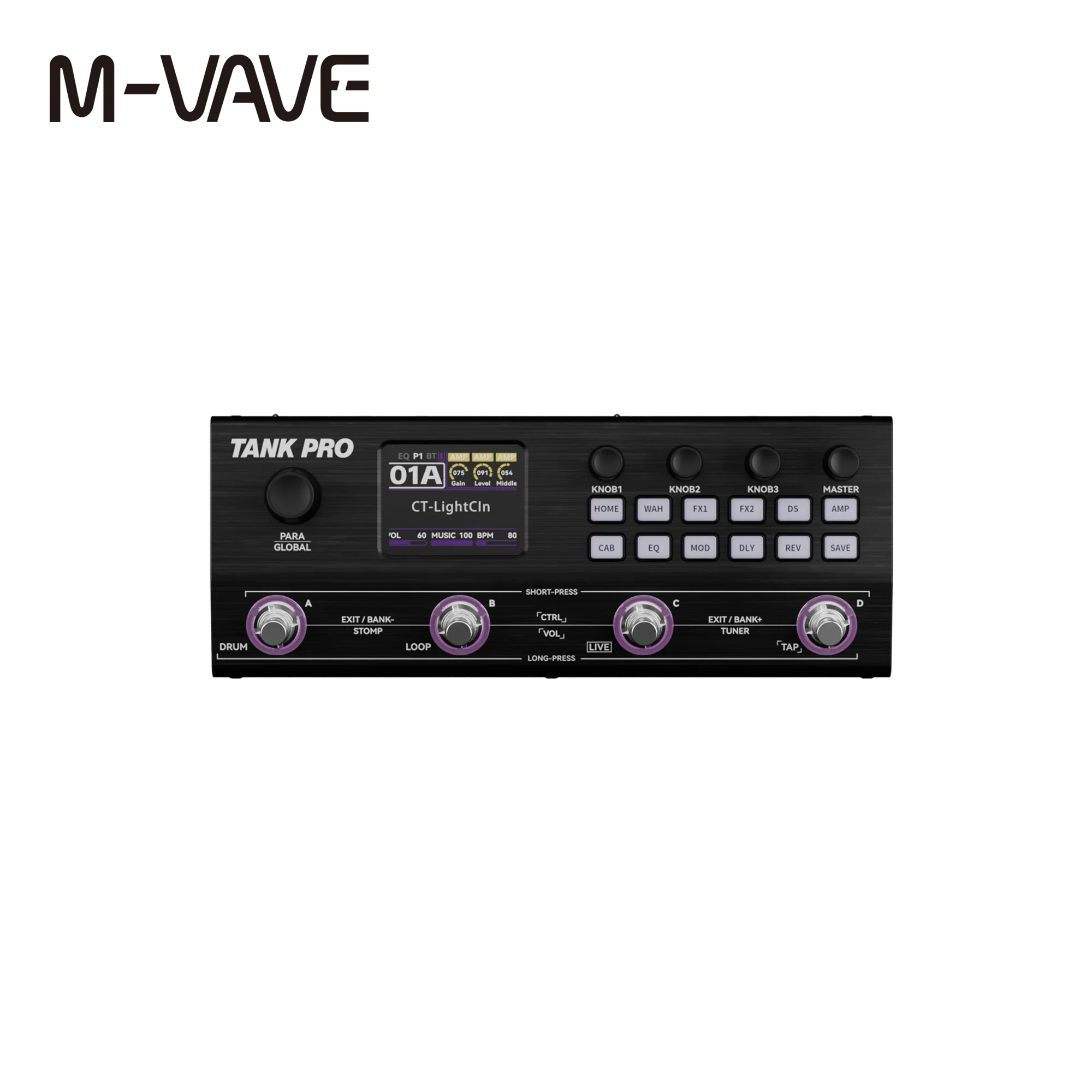 Фото M-VAVE TANK PRO AI Neural Modeling Guitar Multi-FX – 120 пресетов, 90 усилителей/кабинетов, 300+ эффектов, лупер, драм-машины, XLR, IR и OTG №3