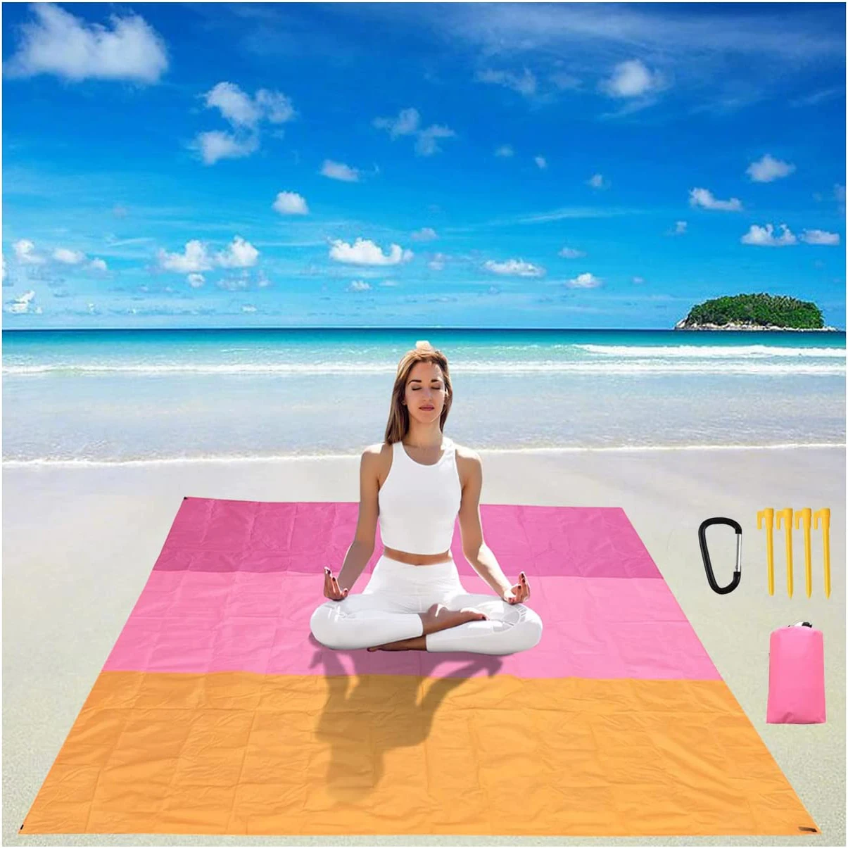 2x2.1m Outdoor Camping Mat Folding Waterproof Pocket Beach Blanket Mattress Portable Lightweight Mat Picnic Mat Sand Beach Towel