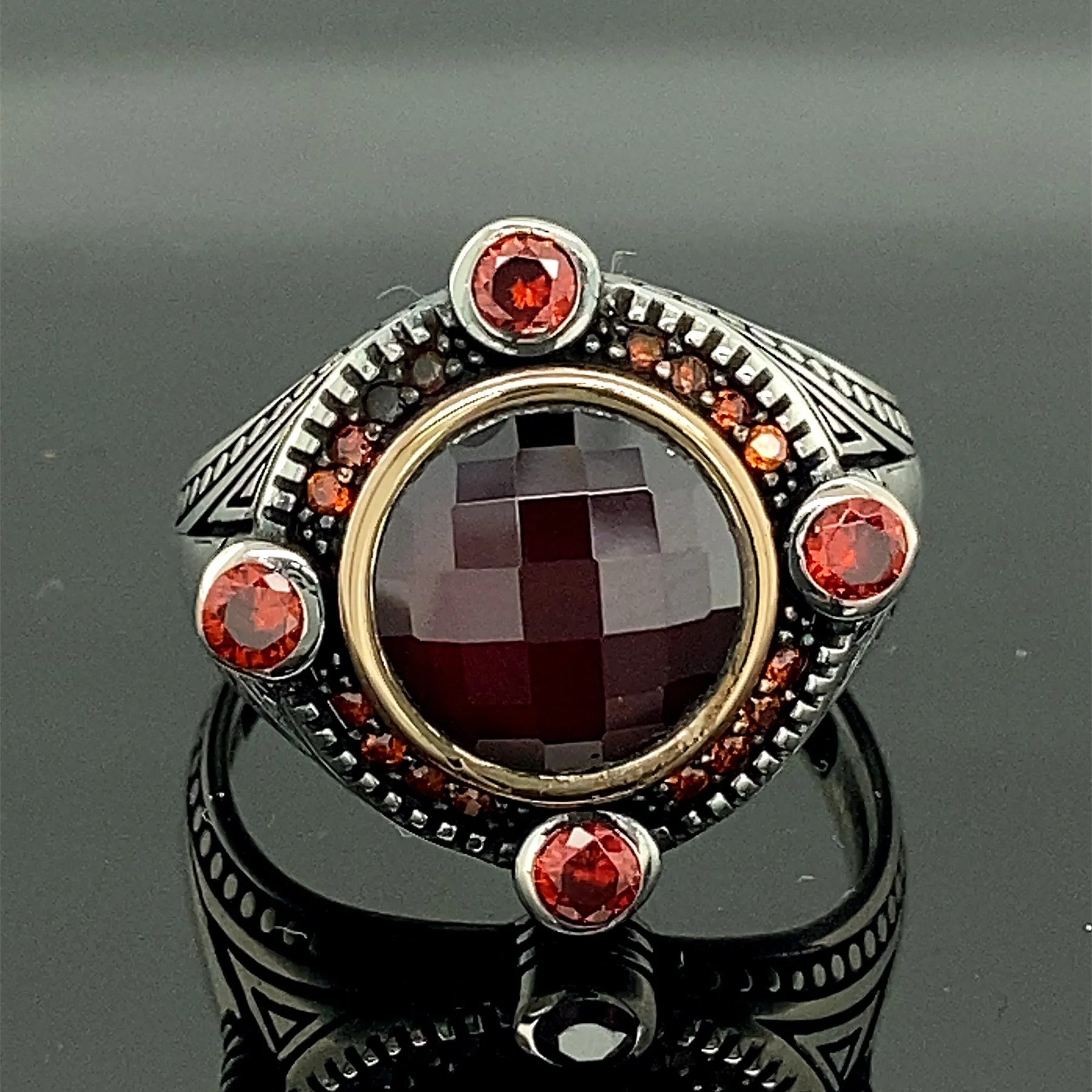 Man Handmade Ring , Red Stone Ring , Ruby Stone Ring , Ottoman Style Ring , 925k Sterling Silver Ring , Gift For Him