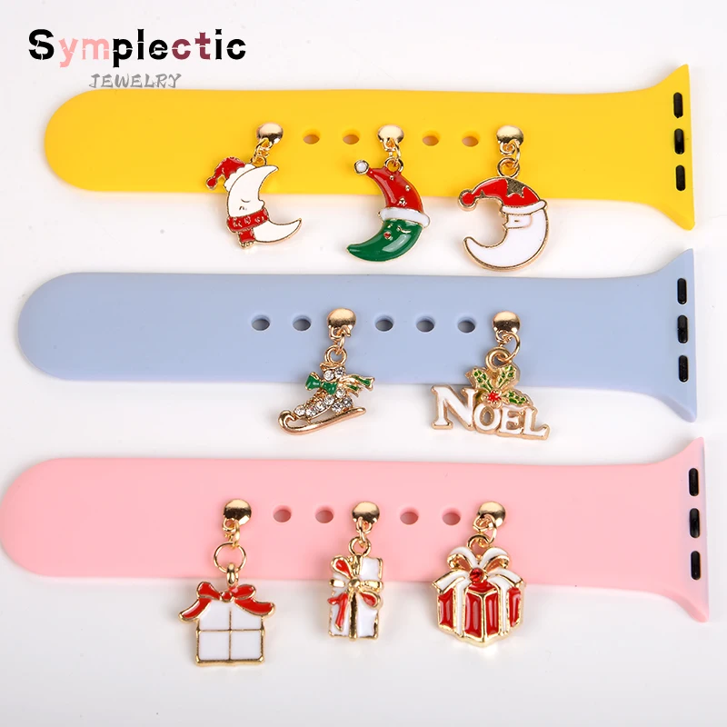 Christmas Decorative Charms For Apple Watch Band Silicone Bracelet Metal Paw Decorative Nails for iwatch Sport Strap Accessories