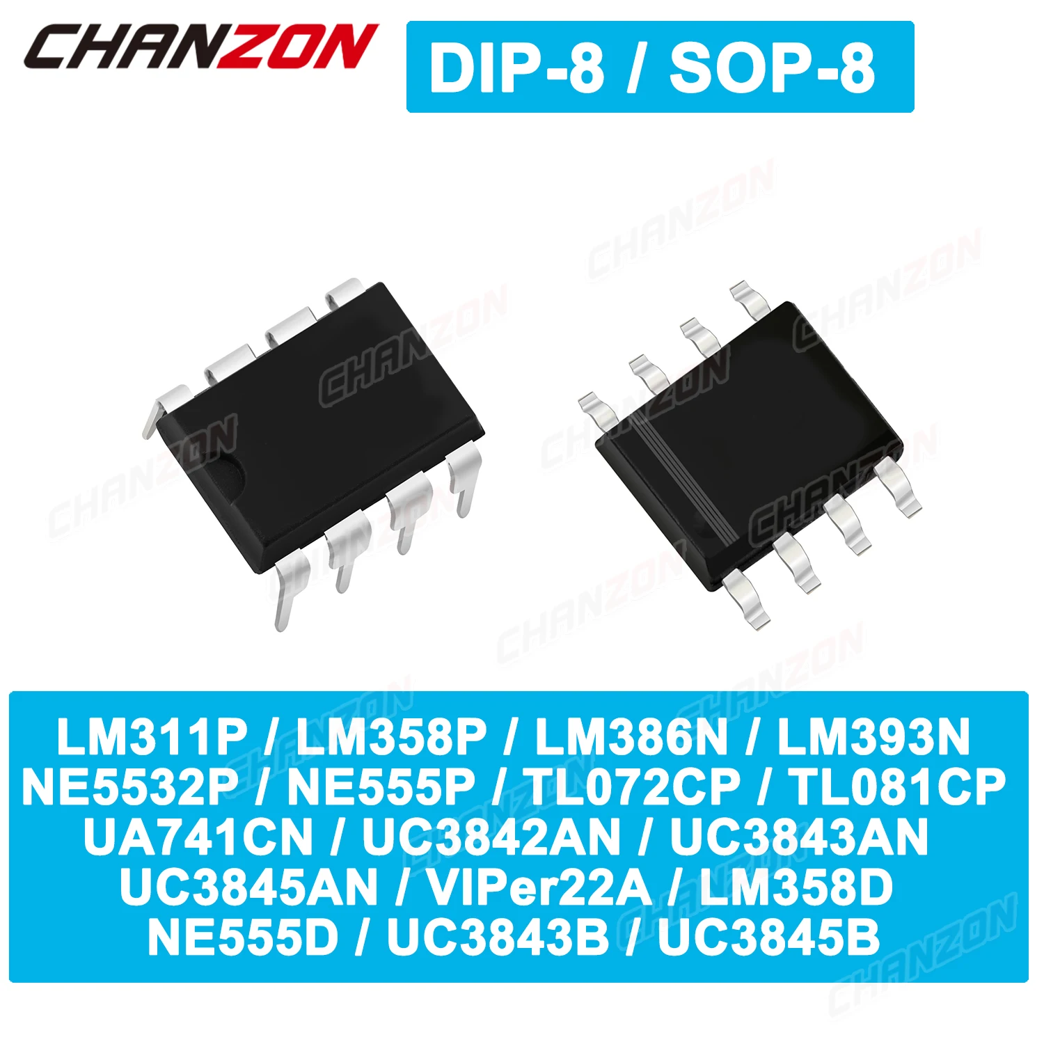 10PCS Integrated Circuit Chip Ne 555 Ne555 Timer Ne5532 Lm358 Lm386 Lm393 Tl072 Viper22a Ne555p Ua741 Uc3843 Tl072cp IC DIP SOP