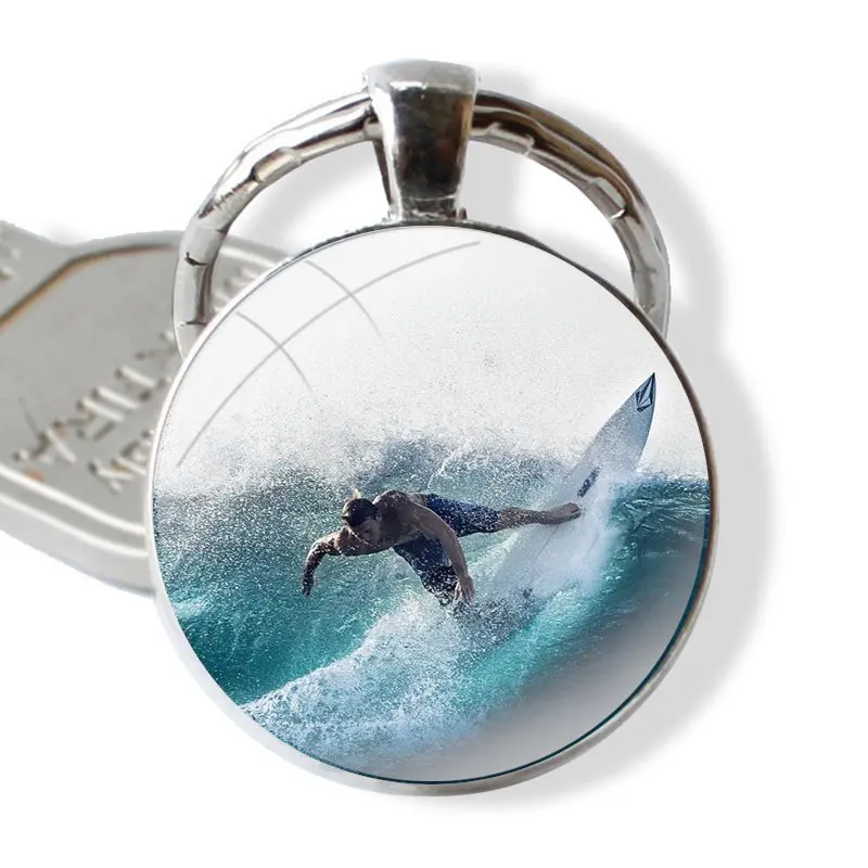 Стеклянный брелок Cabohcon диаметром 25 мм для серфинга ювелирный подарок