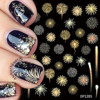feather fireworks french nail decals 3d fluorescent wave line nail sticker gradient color self adhesive colorful manicure beauty