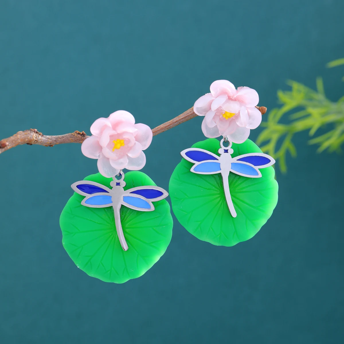 Стильные Красочные Серьги-кольца С Листьями Лотоса Из Нержавеющей Стали Дизайн