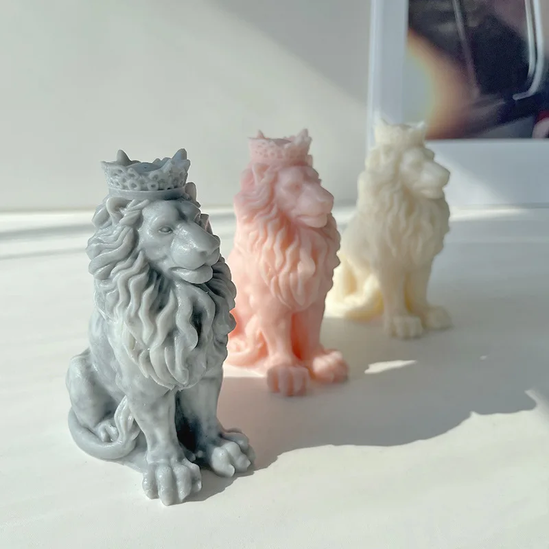 Lion King Candle Mold DIY Animal Shape Soap Resin Plaster Making Home Desktop Decor Silicone Mould