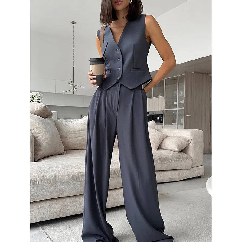 Высококлассный деловой женский костюм модный простой однотонный жилет с