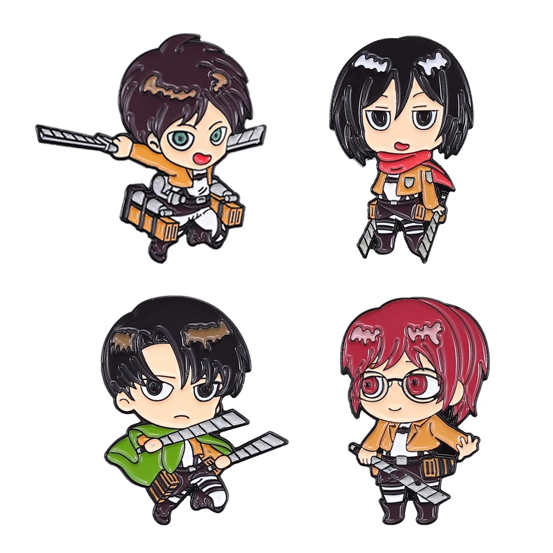 

Attack On Titan Japanese Manga Figure Enamel Pin Lapel Pins for Backpacks Brooches Clothing Anime Briefcase Badges Decoration