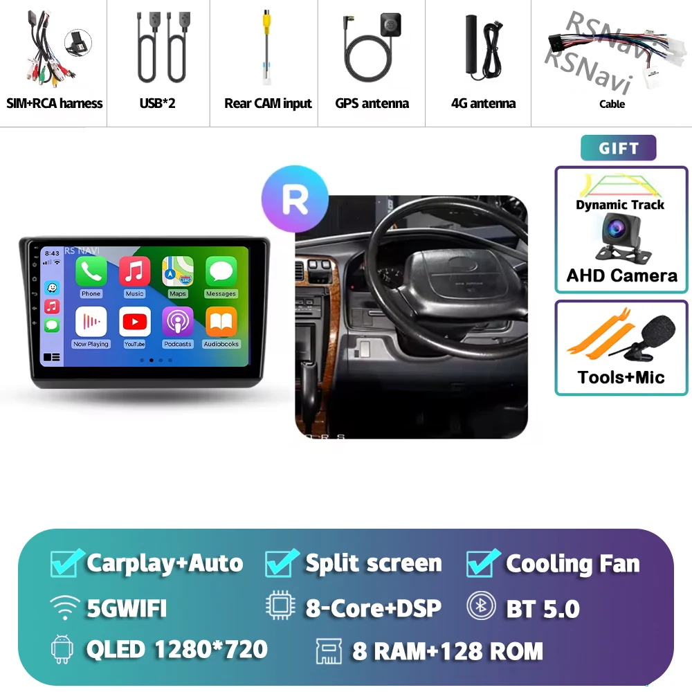 

Автомобильный радиоприемник Android 15 для Toyota Hilux Surf 3 N180 1995-2002 с правым рулем Carplay Auto DSP 2Din Player Video Stereo WIFI + 4G