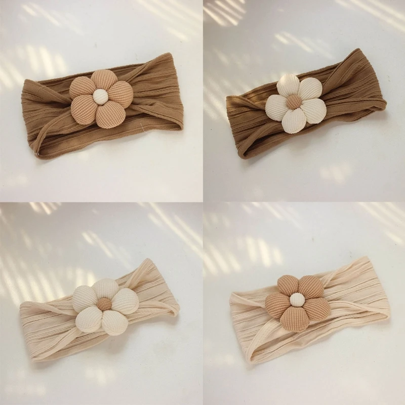 

Baby Floral Headband Wide Hairband Fashion Solid Color Flower Headwear