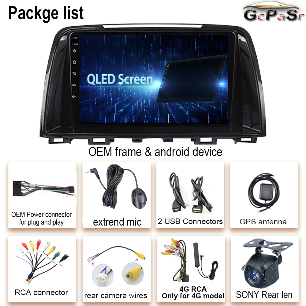 Для Mazda 6 GJ Atenza 2012-2016 Carplay Android Авто Мультимедийный Плеер Навигация HDR BT GPS Видео 5G Wi-Fi