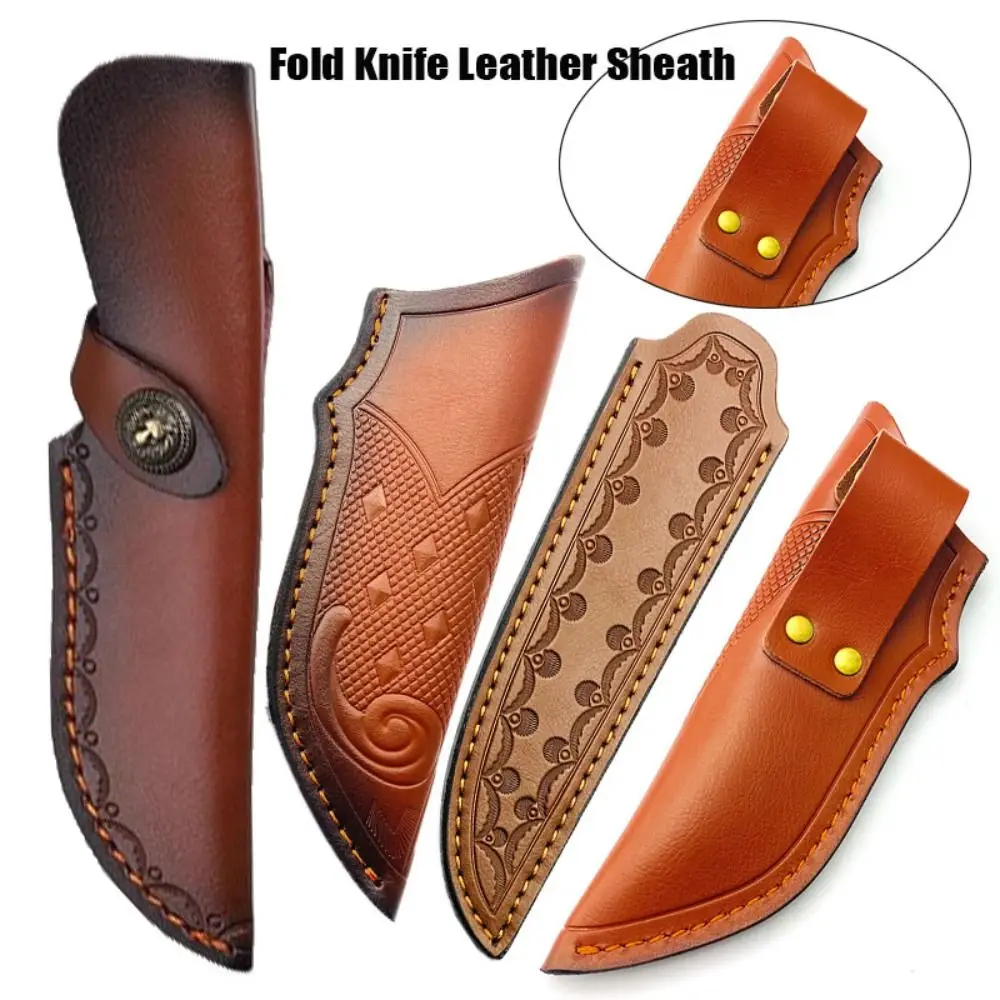 

Two Layer Cowhide Fold Knife New Brown Outdoor Carry Bag Case Holder Pocket Hunt Holder Camping Equipment Tool
