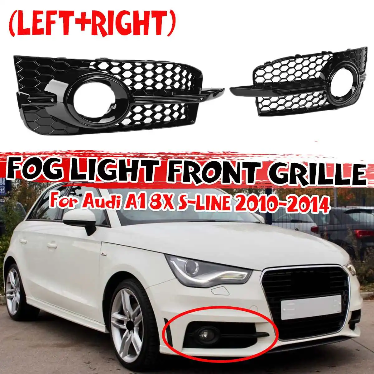 

8X0807682B 8X0807681B 2x Car Front Bumper Fog Light Grille Grill Honeycomb For Audi A1 8X S-Line 2010-2014 Fog Lamp Grill
