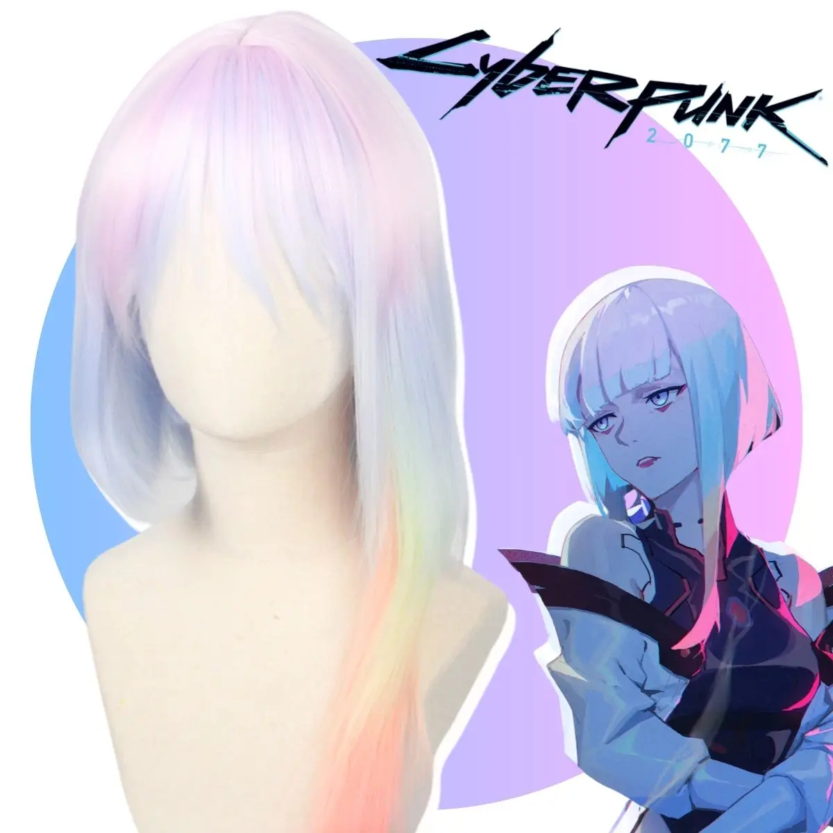 Anxin модный новый продукт цвет омбре смешанный киберпанк Люси косплей