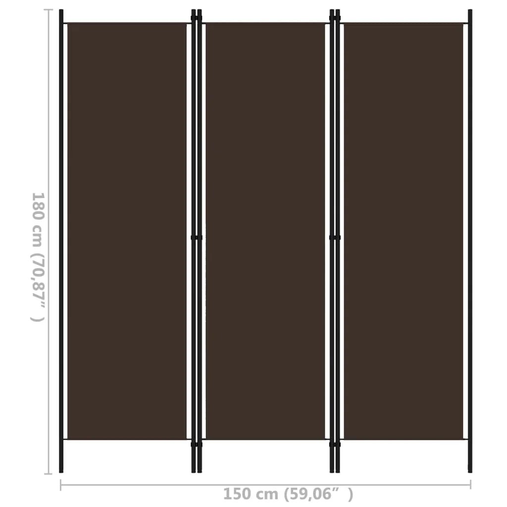 

3 Panel Portable Divider Folding Screen Room Divider Black Browm 150x180cm Folding Living Room Separator Internal Partition