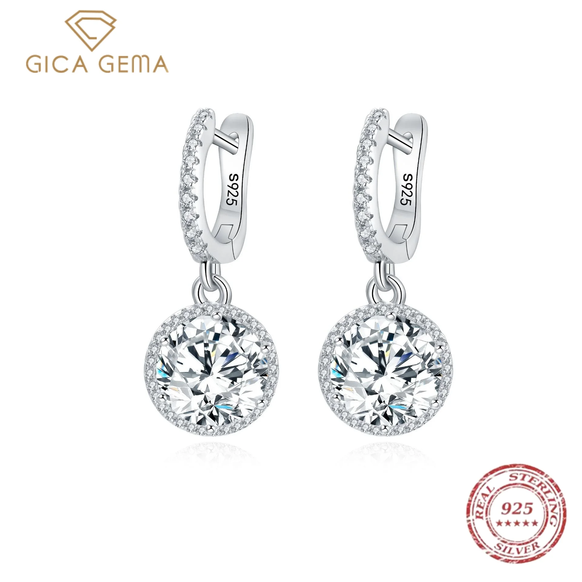

Gica Gema Temperament 925 Sterling Silver 5 Carat Carbon Diamond Simple Earrings For Women Sparkling Wedding Engagement Jewelry