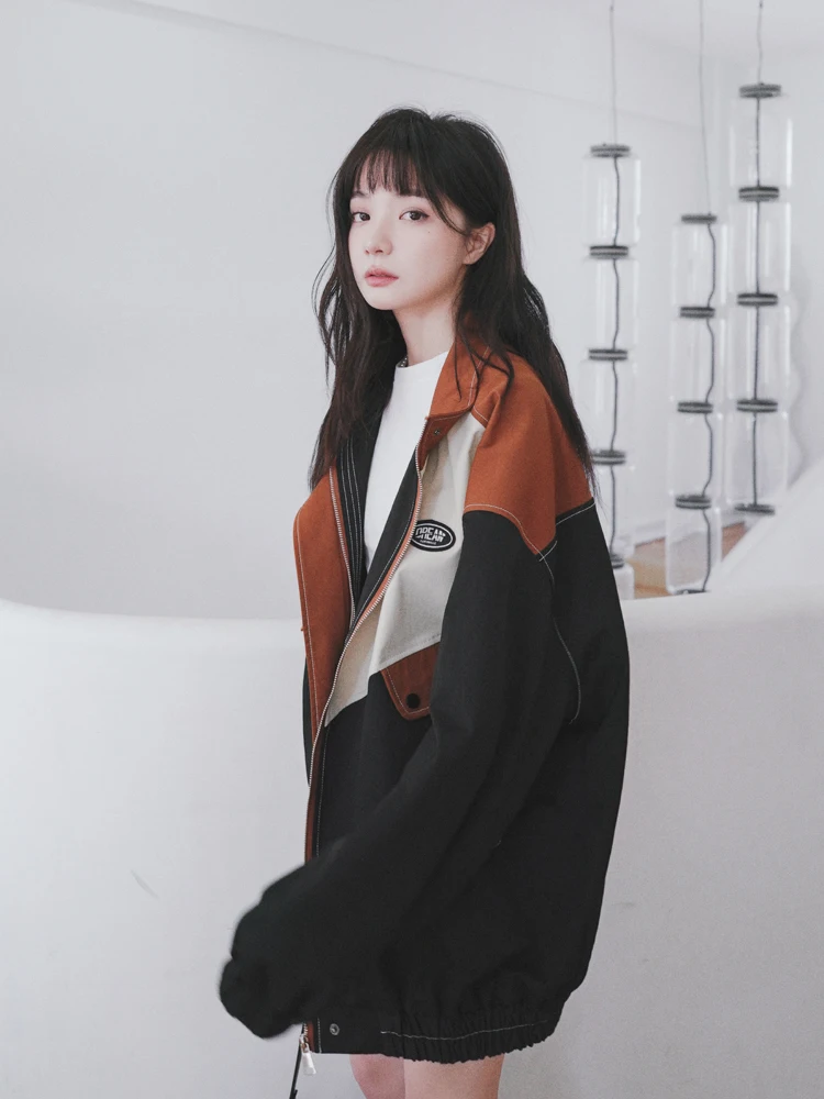 

Популярная в этом году бейсбольная куртка с воротником-стойкой для женщин, новинка 2022, свободная универсальная куртка бойфренда в Корейском стиле, весна 2022