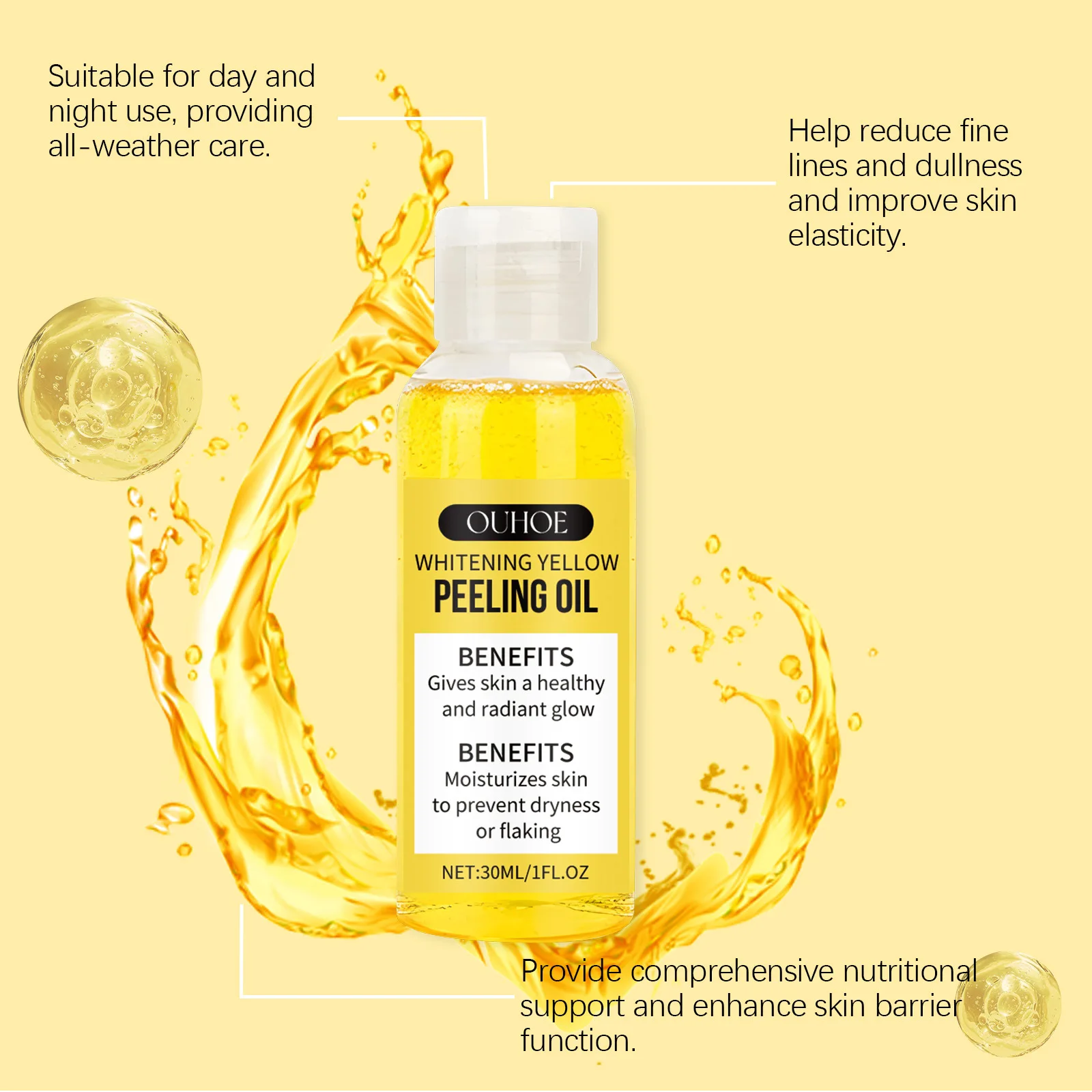 Желтое пилинг-масло осветление тускливости средство для удаления тонких линий