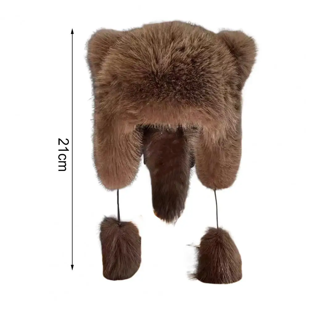 Beer Oor Pluizige Faux Bont Muts Voor Women Luxe Pluche Oorflappen Кепка Зимняя терма Mutsen ‬erming Met Harige Bal