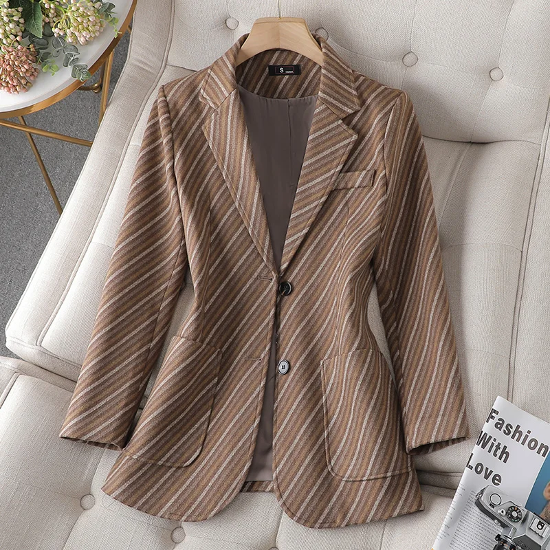 Autumn Winter Women Coffee Gray Formal Blazer Green Ladies Female Long Sleeve Single Breasted Business Work Wear Jacket Coat
