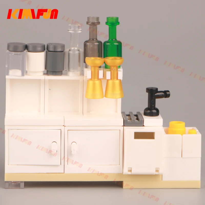 

Мебель для кухни, улицы, креативная сборка, строительный блок MOC, игрушечный шкаф, интерьерное украшение, мебель, сцена, аксессуары