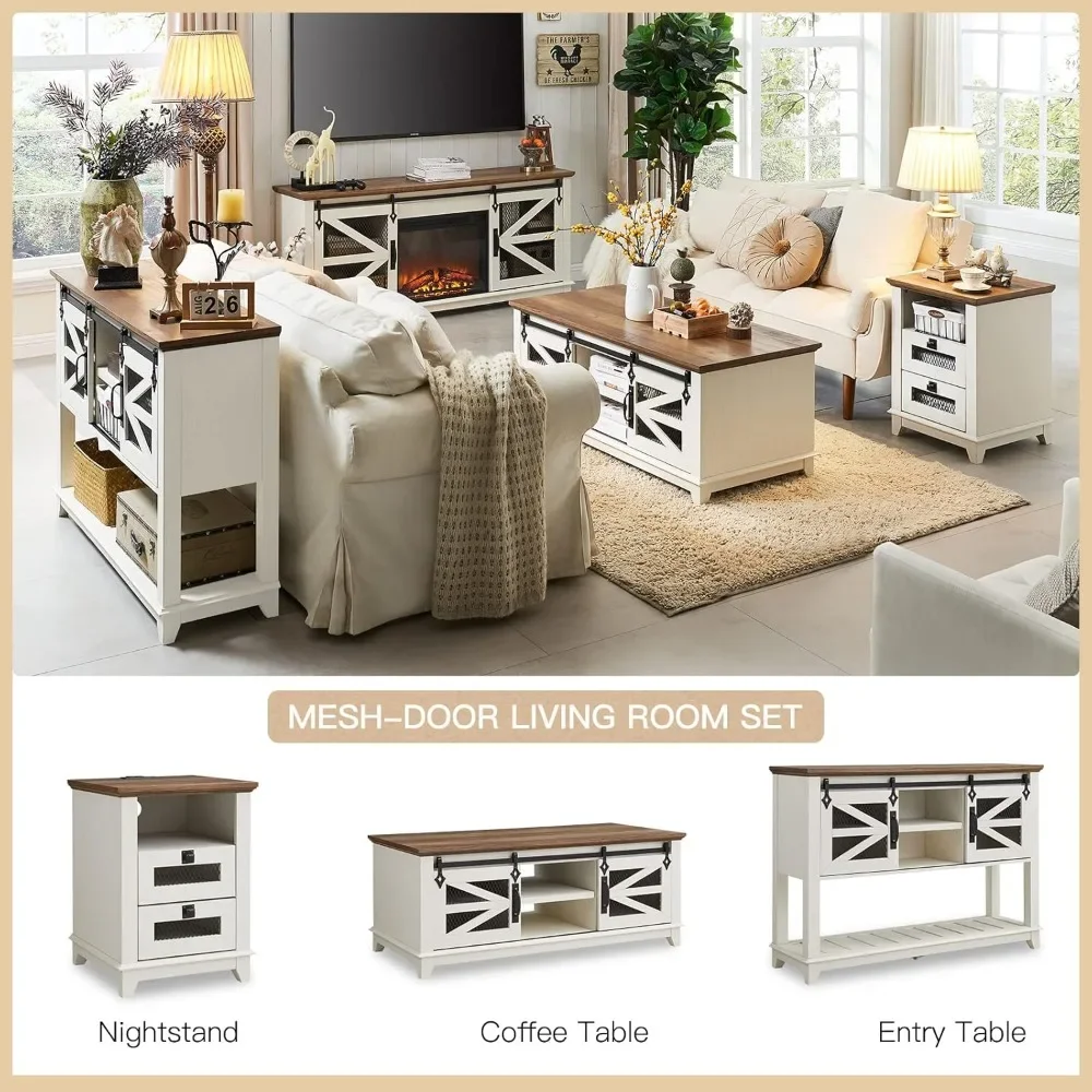 48-дюймовый журнальный столик с откидными дверями для хранения и раздвижными