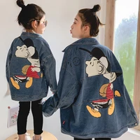 2022 mother daughter matching clothes autumn long sleeve cartoon denim jacket mommy and me loose coat family matching outfits