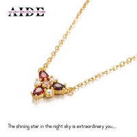 aide 925 sterling silver ruby triangle pendant necklaces 18k gold chain for women clavicle exquisite jewelry accessory for gift