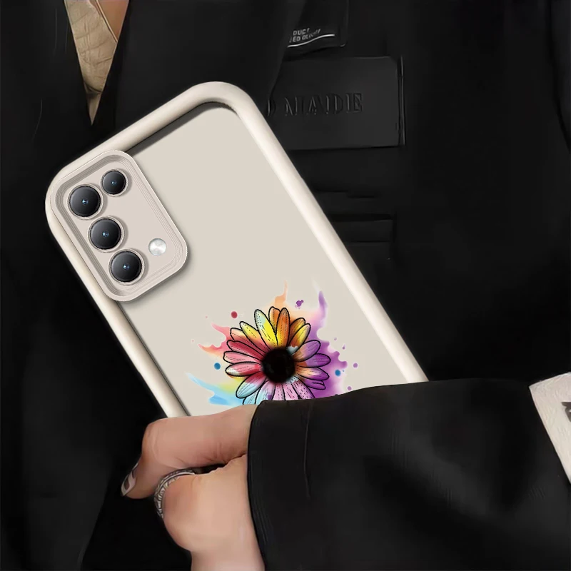 Фото Чехол для телефона с цветочным узором для OPPO Reno 14 13 Pro 12F FS 11F 10 Pro Plus 6 8T 5K 5F, силиконовый, мягкий, из ТПУ, противоударный, защита от падений №3