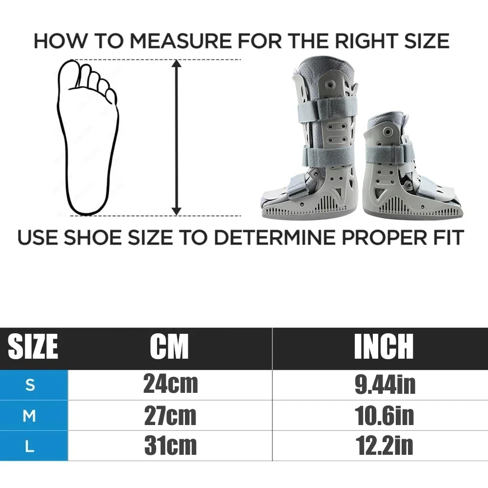 Фото 1 шт. Air Walker Boot для сломанной стопы и растяжения лодыжки — регулируемая поддержка лодыжки с компрессионными ремнями, удобная медицинская ва №1